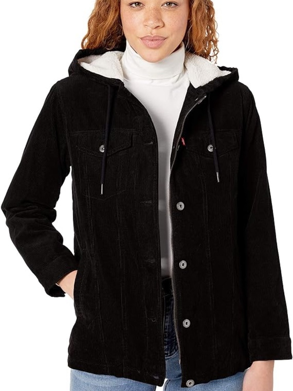 Levi's Black Corduroy Sherpa Hooded Utility Jacket